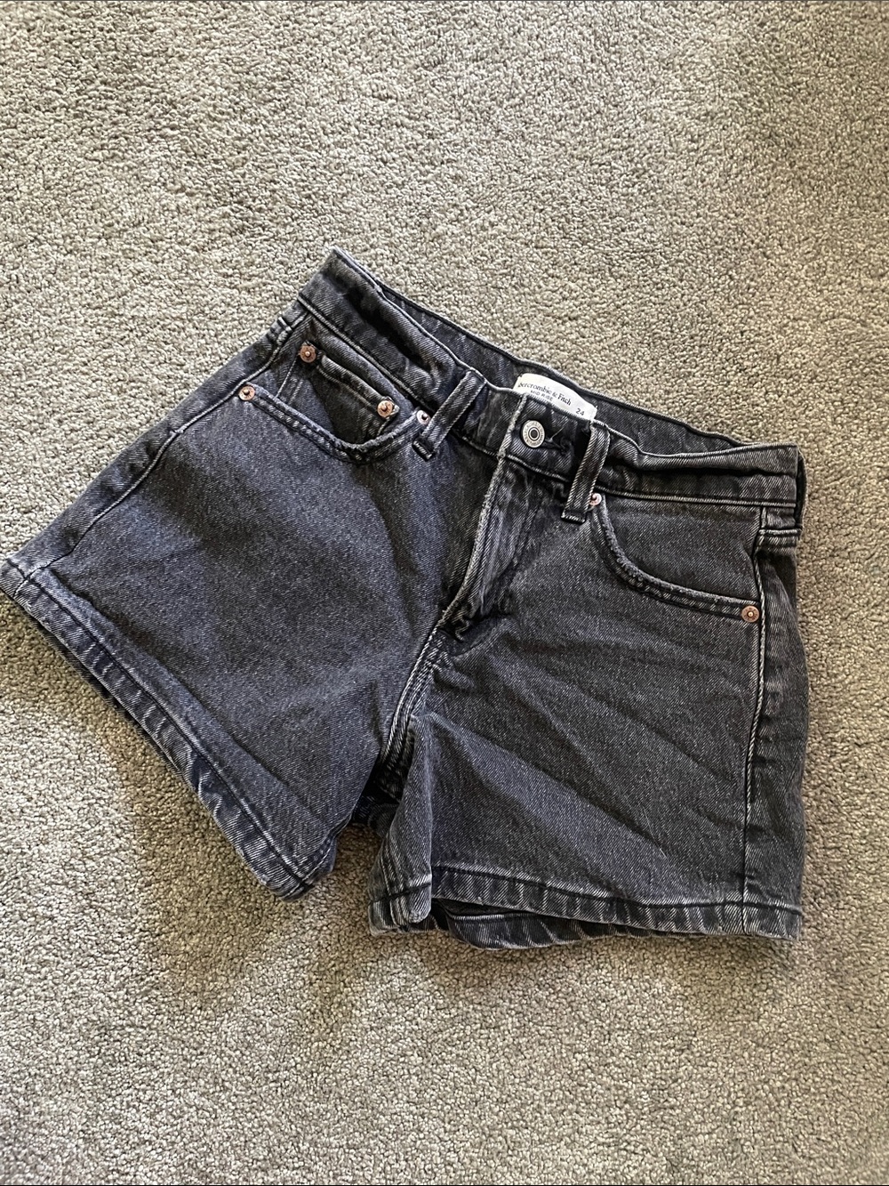 Abercrombie & Fitch Black High-Rise Denim Shorts